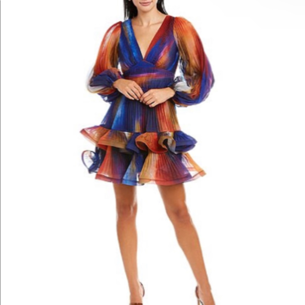 Theia Deanna Pleated Cocktail Dress
